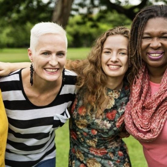 Diverse women group outdoors