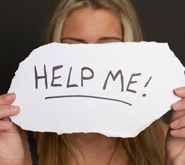 woman with help me sign